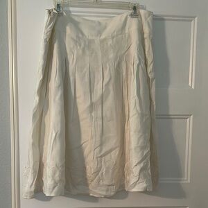 Emma James Cream Midi A-Line Skirt with Pleats